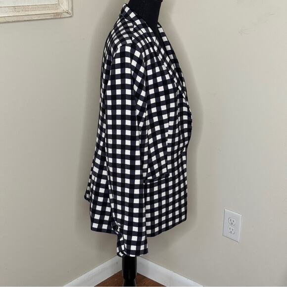 Banana Republic Gingham Check Blazer Blue Black White Size 14 - Picture 2 of 9